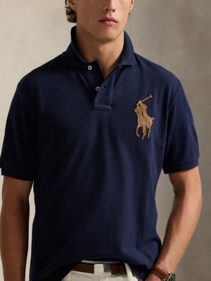 Poloshirt in Piqué-Qualität mit Logo-Aufnäher, Classic Fit