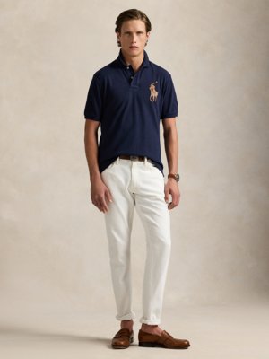 Poloshirt in Piqué-Qualität mit Logo-Aufnäher, Classic Fit