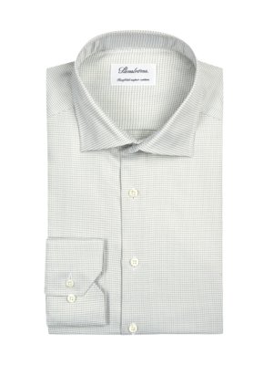 Kleinkariertes Twill-Hemd aus Twofold Super Cotton, Slimline