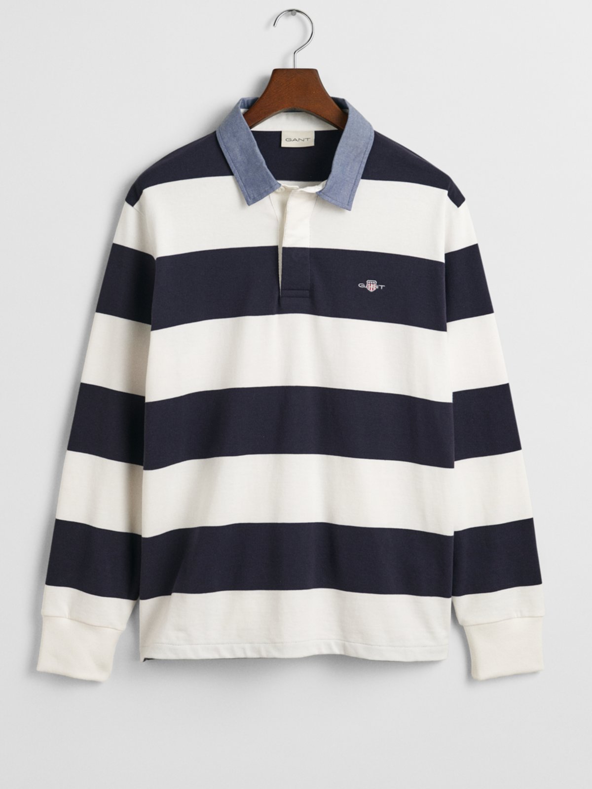 Gant Rugbyshirt mit Ringelmuster und Logo-Stickerei, Regular Fit in XXL