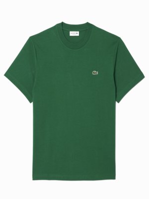 Unifarbenes T-Shirt aus Baumwolle mit Krokodil-Aufnäher, Classic Fit