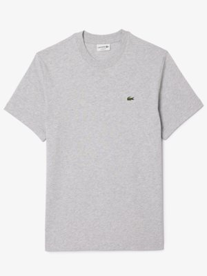 Unifarbenes T-Shirt aus Baumwolle mit Krokodil-Aufnäher, Classic Fit