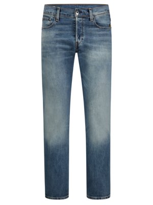 Jeans mit Kontrastnähten im Washed-Look, Regular Tapered