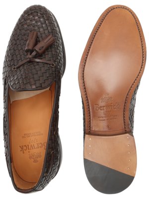 Penny-Loafer aus geflochtenem Leder mit Quasten