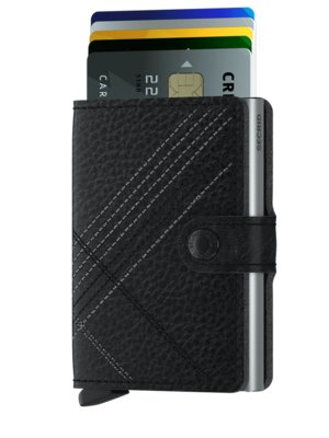 Miniwallet mit Druckknopf aus genarbtem Leder