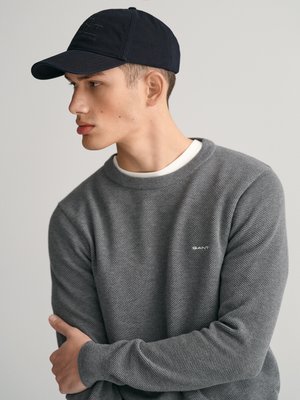 Pullover in Piqué-Qualität mit O-Neck