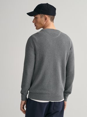 Pullover in Piqué-Qualität mit O-Neck