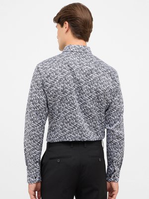Bügelfreies Baumwollhemd mit Print, Slim Fit
