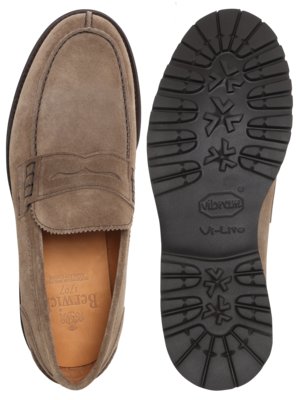 Loafer aus Veloursleder mit rutschfester Profilsohle