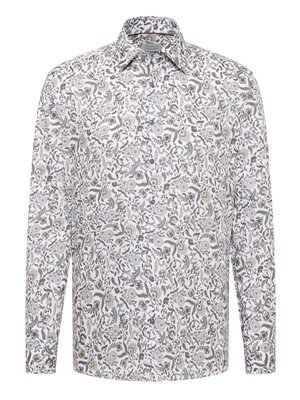 Bügelfreies Baumwollhemd mit floralem Print, Modern Fit