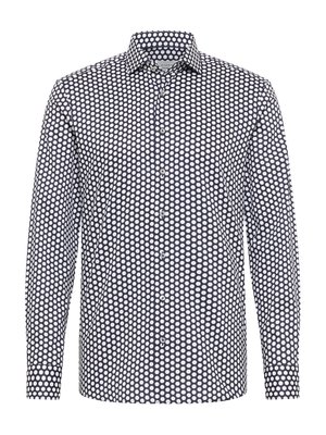 Bügelfreies Baumwollhemd mit Polka Dots, Slim Fit