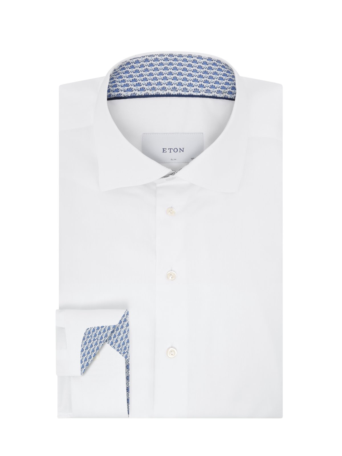 Eton Unifarbenes Twill-Hemd mit Kentkragen und Ausputz, Slim in 43S