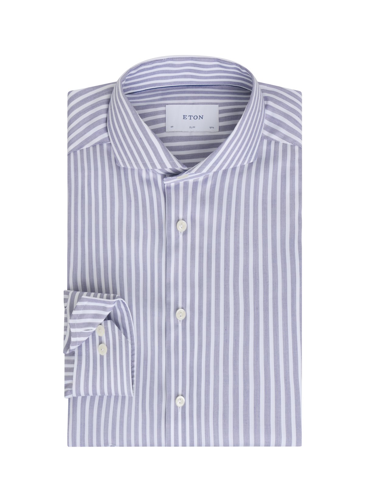Eton Gestreiftes Twill-Hemd mit Haifischkragen, Slim in 40S
