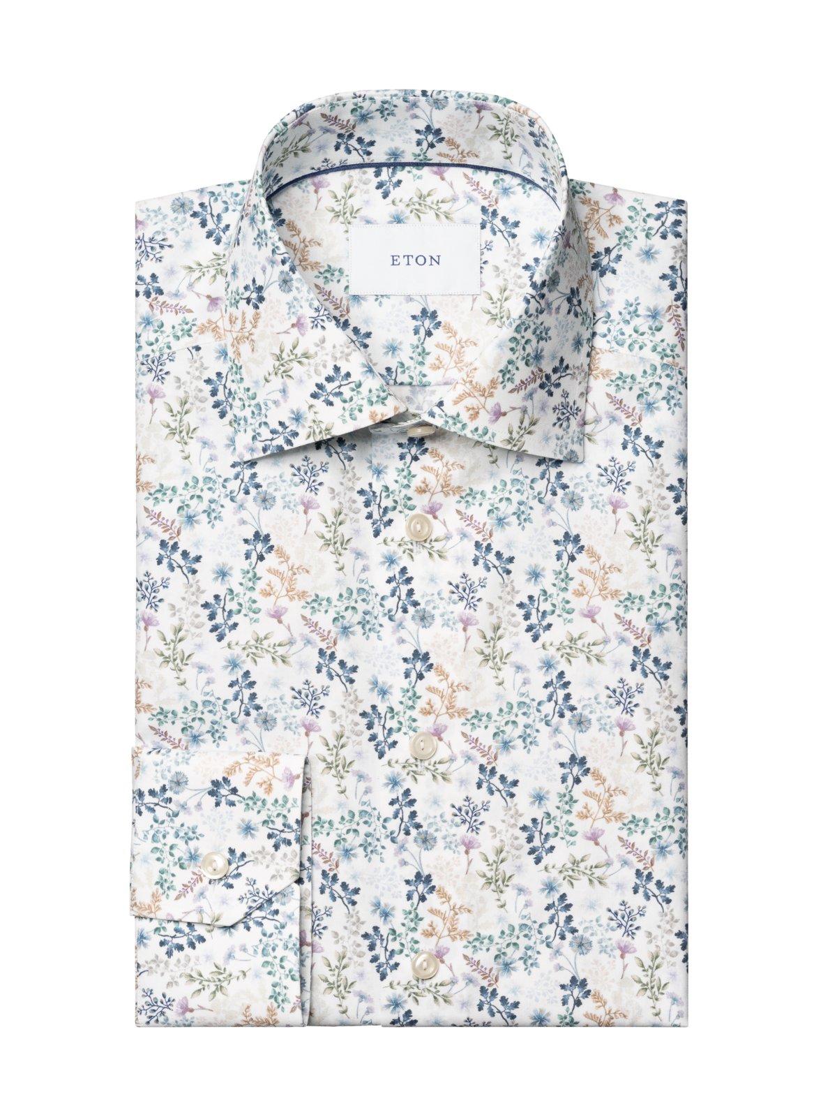 Eton Glattes Twill-Hemd mit floralem Muster und Kentkragen, Slim in 42S
