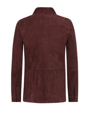 Veloursleder-Overshirt Oleano mit Kentkragen und Knopfleiste