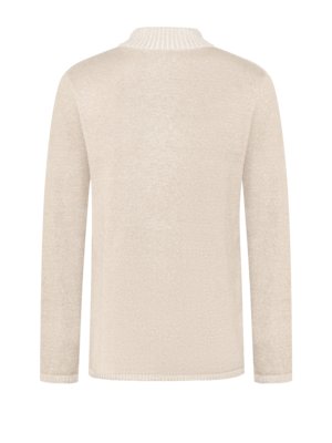 Cardigan in Mouliné-Qualität mit Leinenanteil und Stehkargen