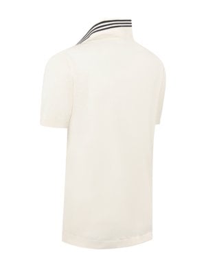 Edels Feinstrick-Poloshirt mit Streifenakzenten und V-Ausschnitt