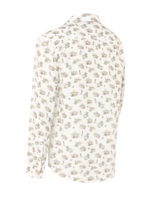 Gemustertes Leinenhemd mit Haifischkragen, Classic Fit