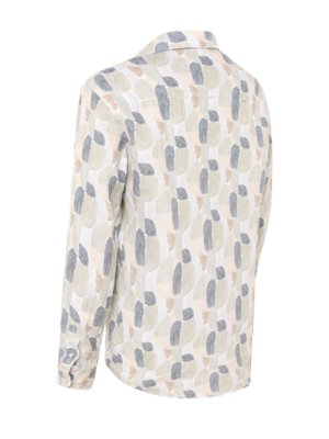 Gemustertes Leinenhemd mit Haifischkragen, Classic Fit