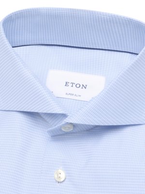 Twill-Hemd mit Pepita-Muster und Haifischkragen, Super Slim Fit