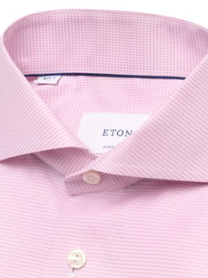 Twill-Hemd mit Pepita-Muster und Haifischkragen, Super Slim Fit