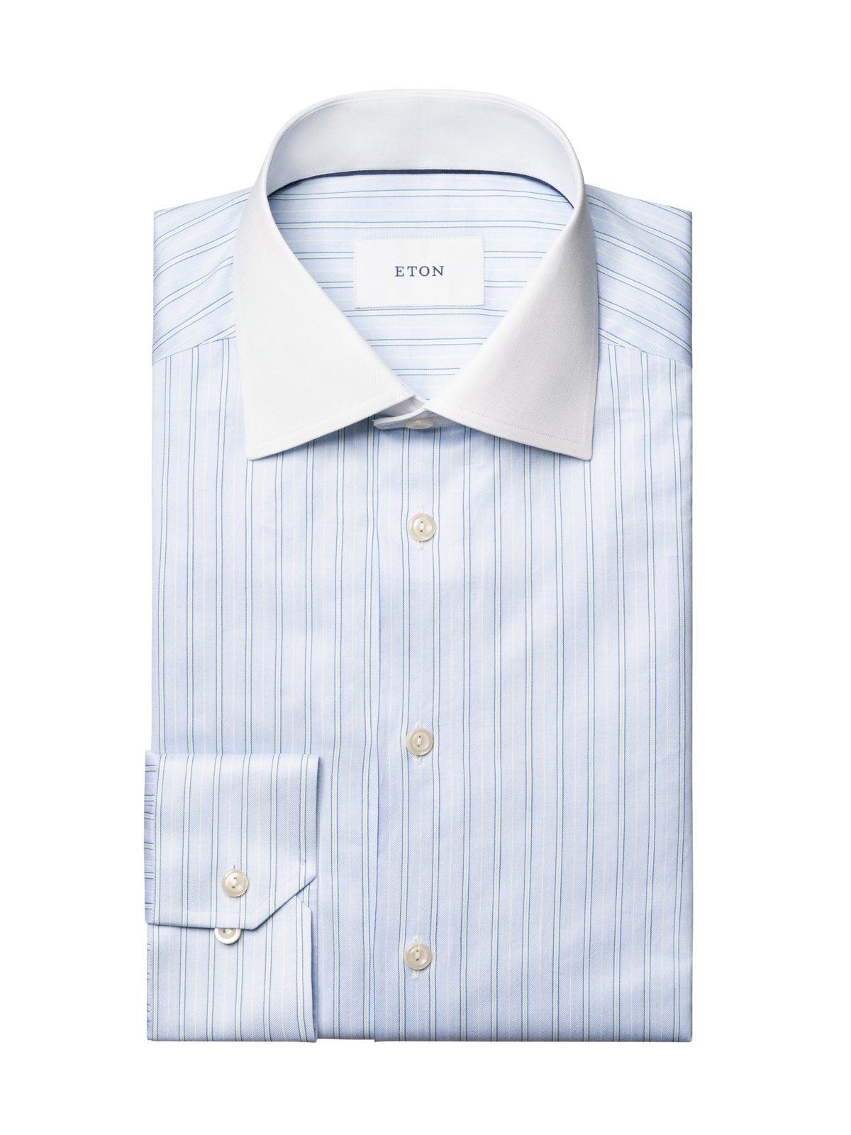 Eton Twill-Hemd mit Kontrastkragen und Streifenmuster, Contemporary Fit in 44