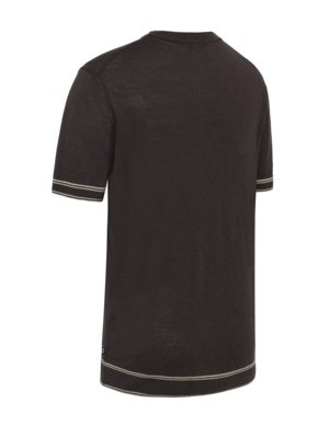 Glattstrick-T-Shirt aus einem Leinenmischgewebe mit Streifenakzenten