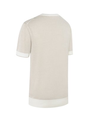 Glattstrick-T-Shirt mit Seidenanteil und Streifenakzenten