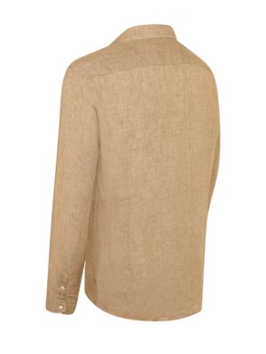 Unifarbenes Leinenhemd mit Kentkragen, Slim Fit