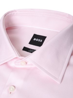 Unifarbenes Baumwollhemd mit Kentkragen, Slim Fit
