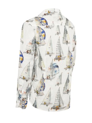 Leinenhemd mit Segelboot-Motiven, Regular Fit