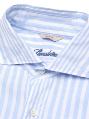 Streifenhemd aus Twofold Super Cotton mit Haifischkragen, Slimline