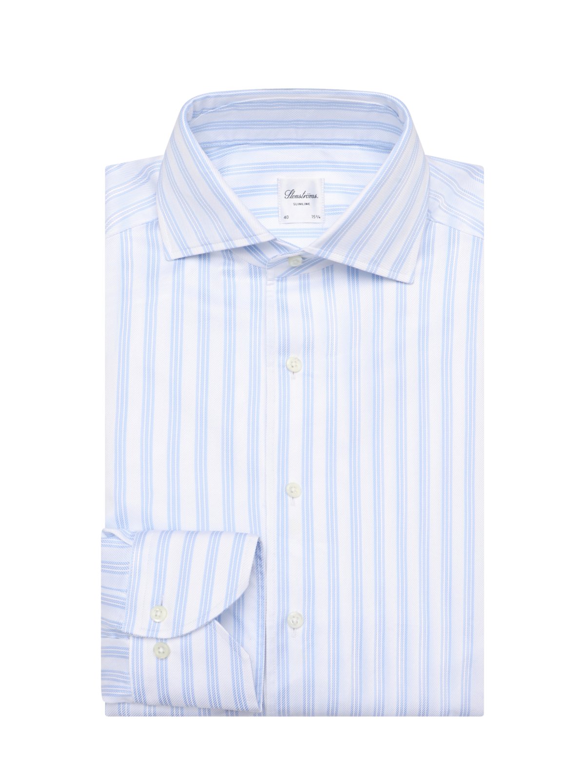 Stenströms Streifenhemd aus Twofold Super Cotton mit Kentkragen, Slimline in 40S