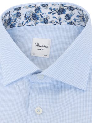 Hemd aus Twofold Super Cotton mit Pepita-Muster und Ausputz, Slimline