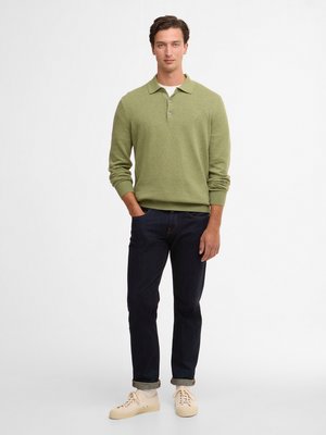 Langarm Strick-Poloshirt aus Pima-Baumwolle mit kleiner Logo-Stickerei
