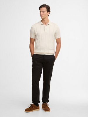 Strick-Poloshirt aus Baumwolle mit strukturiertem Streifen, Tailored Fit