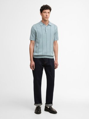 Strick-Poloshirt aus Baumwolle mit strukturiertem Streifen, Tailored Fit