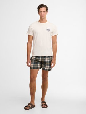 Badehose mit Tartan-Muster und Label-Stickerei
