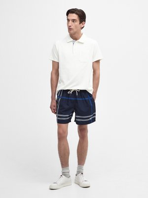 Badehose mit gesticktem Label-Schriftzug und Tartan-Muster