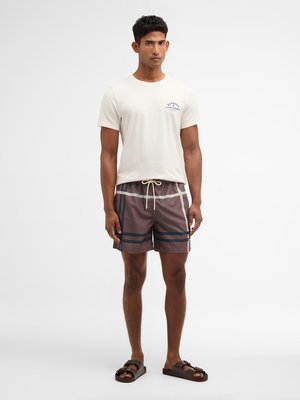 Badehose mit gesticktem Label-Schriftzug und Tartan-Muster