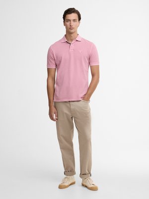Piqué-Poloshirt aus Baumwolle mit Label-Schriftzug, Tailored Fit