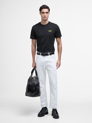 Glattes T-Shirt mit gummiertem Logo-Print, Slim Fit