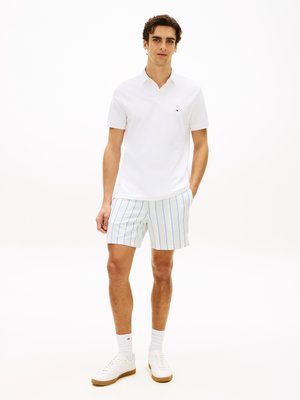 Sommerliche baumwoll-Shorts mit Streifen und Netzstruktur