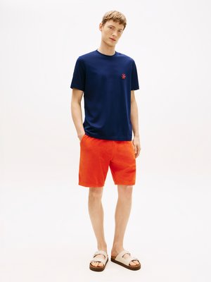 Glattes T-Shirt aus Baumwolle mit Monogramm-Stickerei, Regular Fit