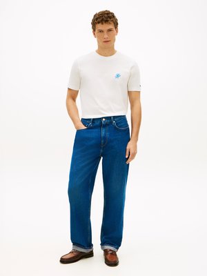 Glattes T-Shirt aus Baumwolle mit Monogramm-Stickerei, Regular Fit