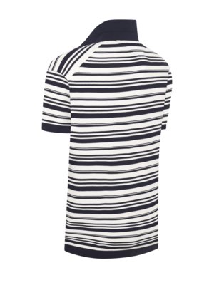 Leichtes Strick-Poloshirt mit Streifen und kleiner Flag-Stickerei