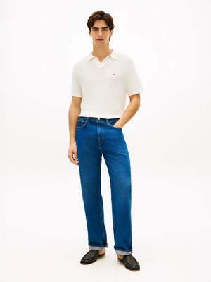 Leichtes Strick-Poloshirt mit kleiner Flag-Stickerei
