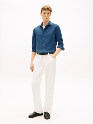 Seersucker Baumwollhemd im Denim-Look, Regular Fit