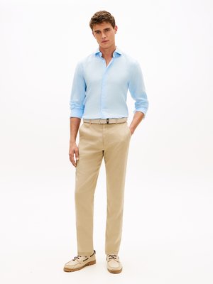 Leinenhemd mit feiner Struktur, Slim Fit
