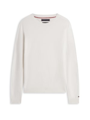 Leichter Strick-Pullover mit Lyocell und Logo-Stickerei